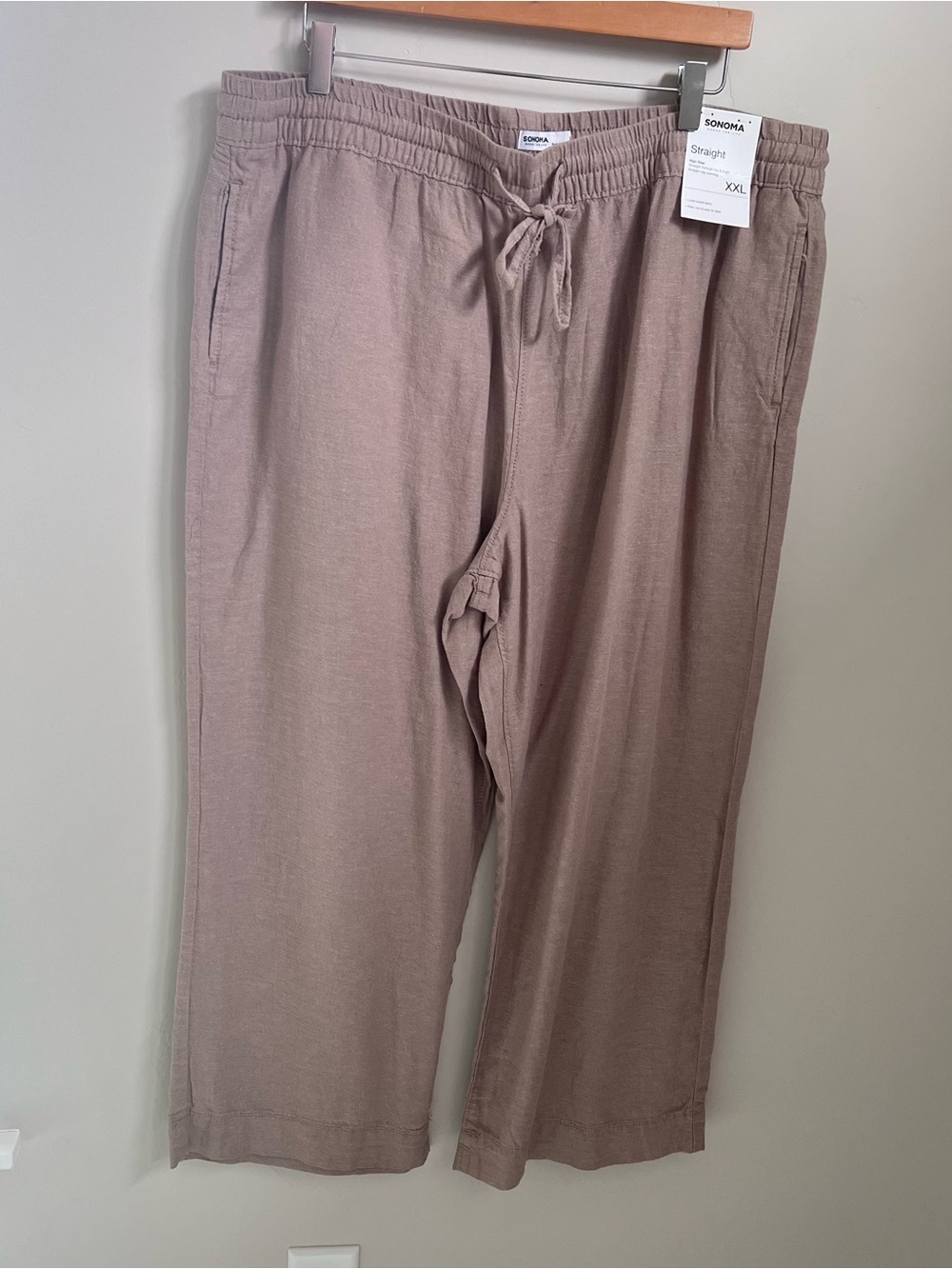 Sonoma NWT linen rayon blend high rise straight leg pants size XXL